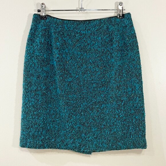 EUC Vintage Wool Blend Tweed Teal Mini Skirt Suit Kasper 2P, XS - Picture 8 of 12